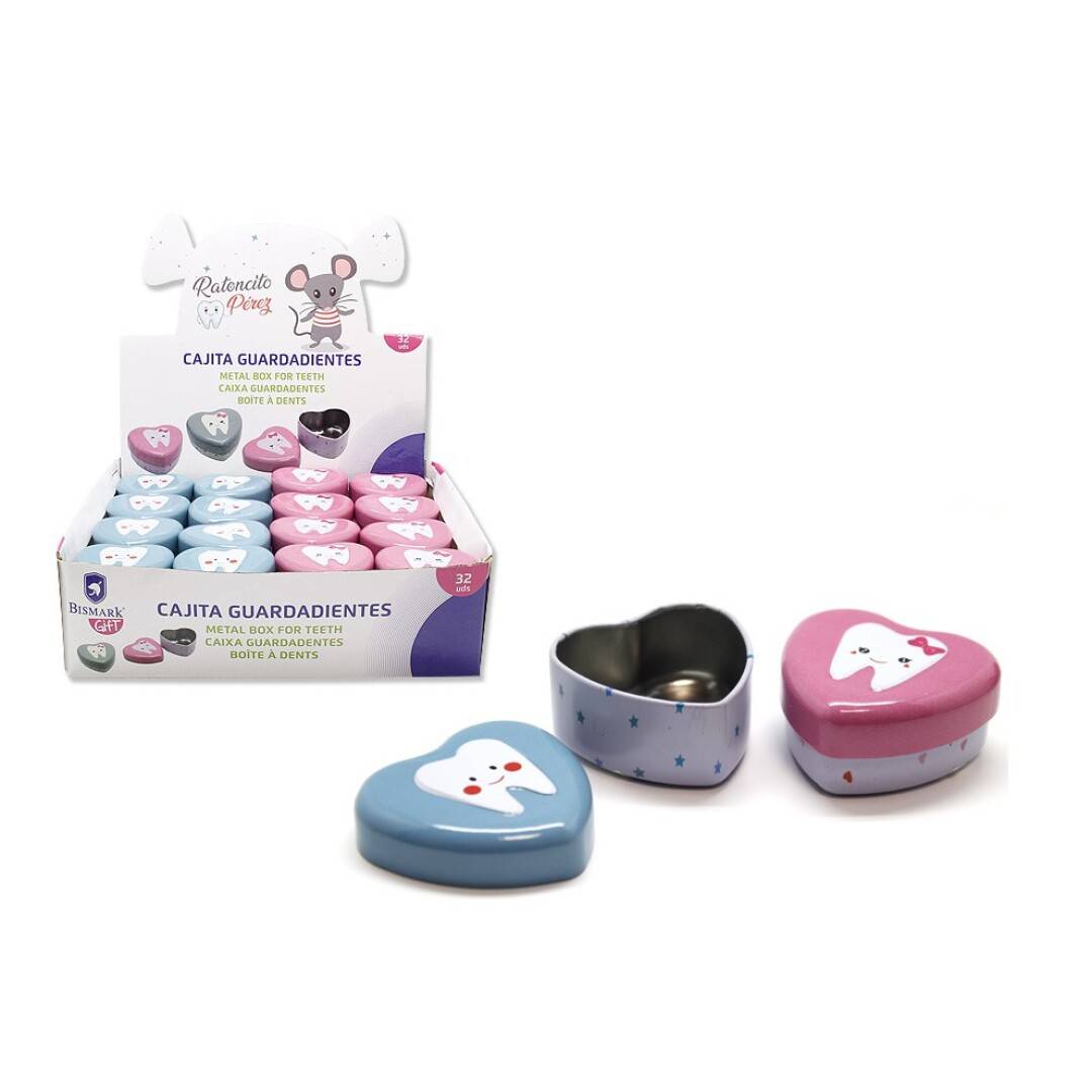 Expositor 32 cajas metal dientes ratoncito pérez
