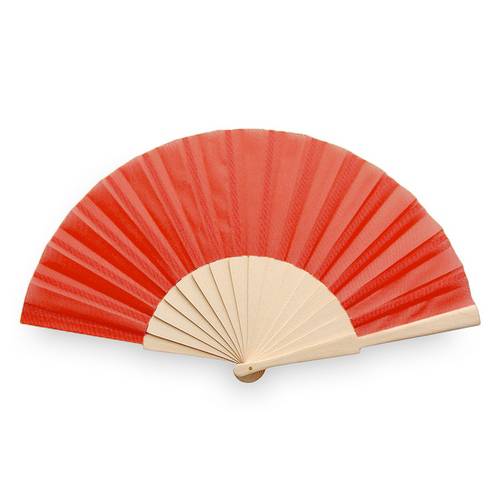 Abanico de tela y madera en caja rojo