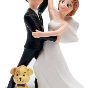 Figura pastel bailando con perro
