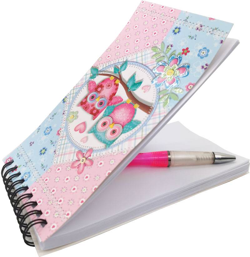 Libreta + bolígrafo búhos en caja regalo