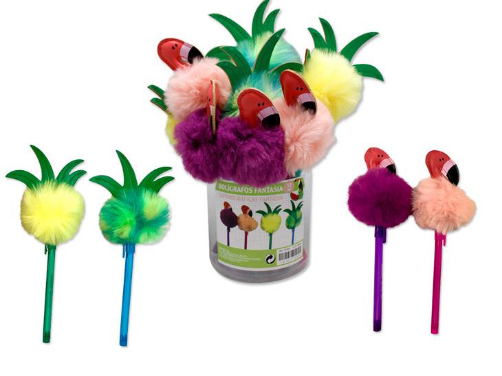 Bolígrafo pompón tropical