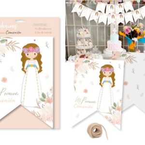 Display con 12 banderines primera comunión niña