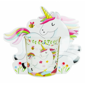 Set 12 tazas unicornios presentada en bolsa