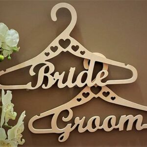 Set 2 perchas madera boda