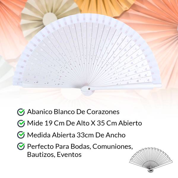 Abanico blanco de corazones