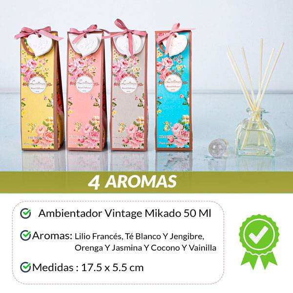 Ambientador vintage mikado 50ml con motivo corazón