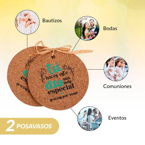 Set 2 posavasos corcho frases