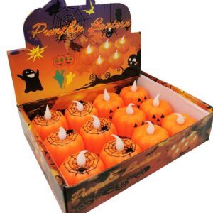 Expositor 12 velas con luz halloween calabaza