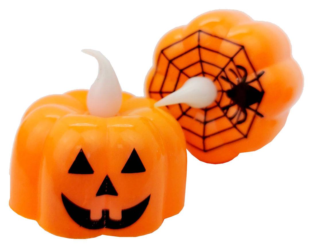 Expositor 12 velas con luz halloween calabaza