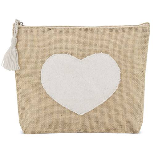 Neceser grande yute corazón y pompón