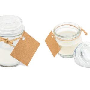Vela aromática en tarro de cristal blanco