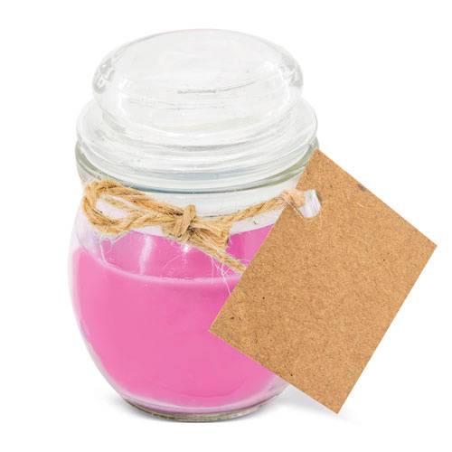 Vela aromática en tarro de cristal rosa
