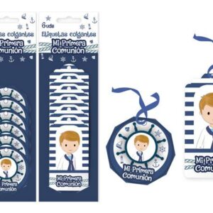 Lote 6 etiquetas colgantes marinero comunión niño