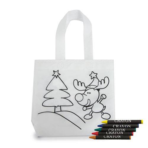Pack 10 bolsas para colorear reno navidad + ceras