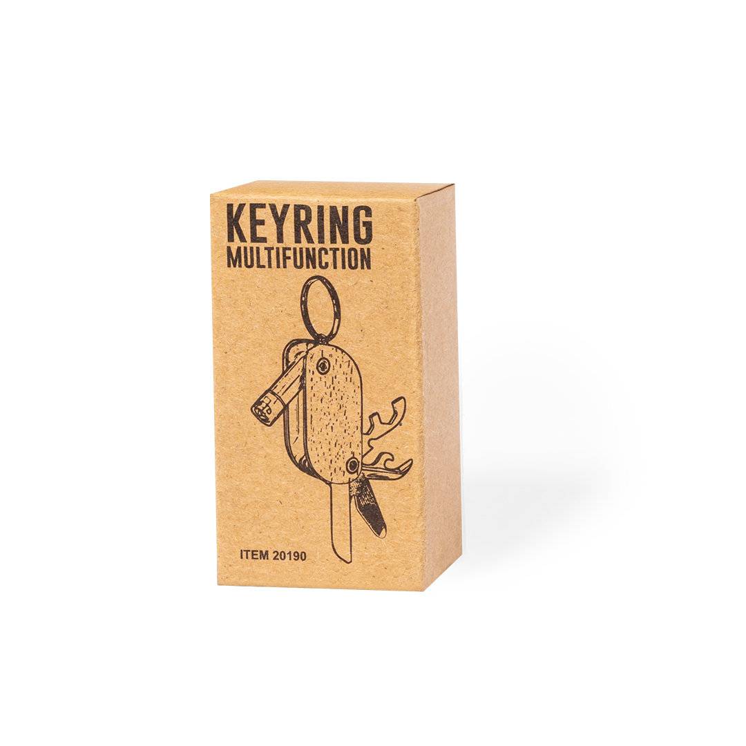 Llavero madera multiherramienta en caja