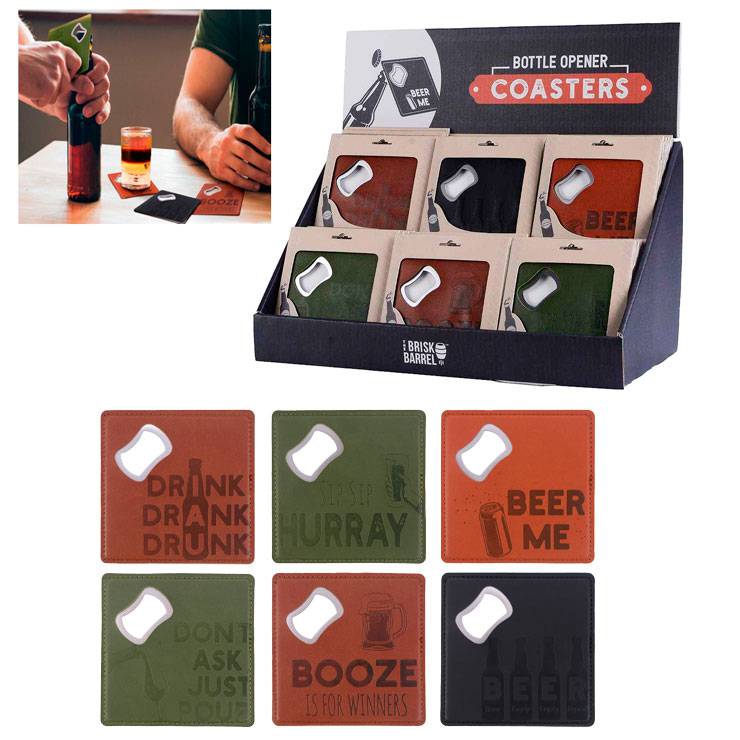 Posavasos abridor en caja de regalo