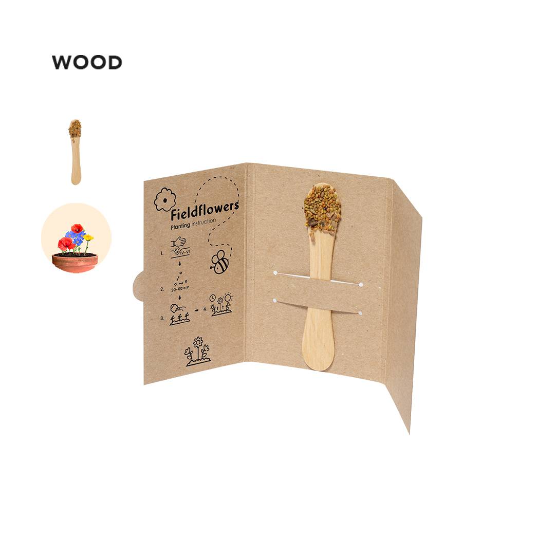 Tarjeta de cartón reciclado con semillas