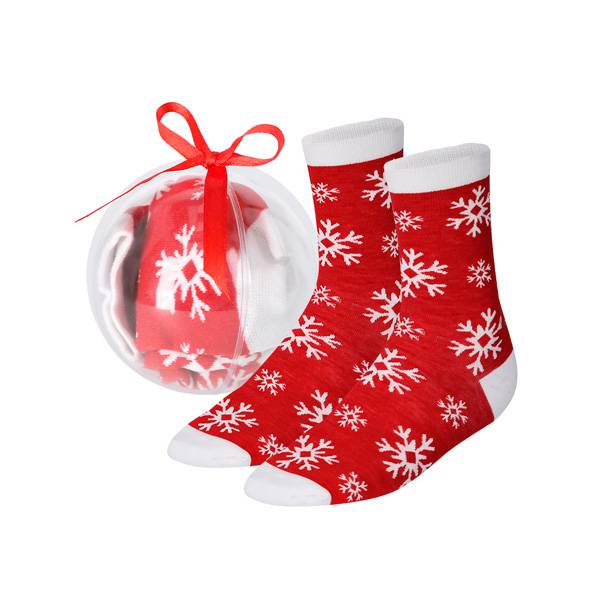 Calcetines navidad rojos en bola de navidad lazo