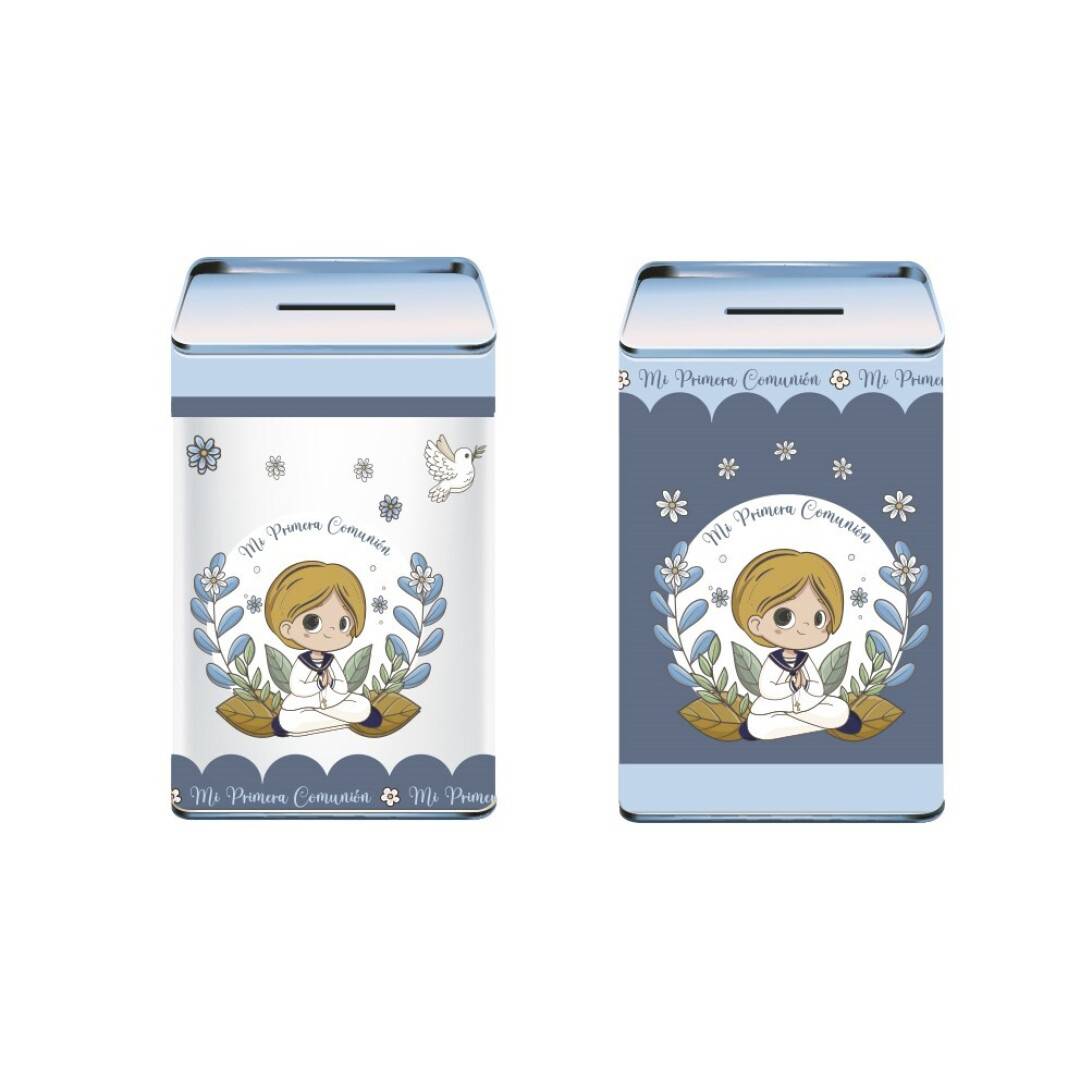 Hucha primera comunion niño azul