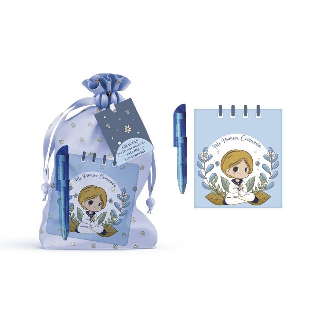 Libreta primera comunión con bolígrafo niño