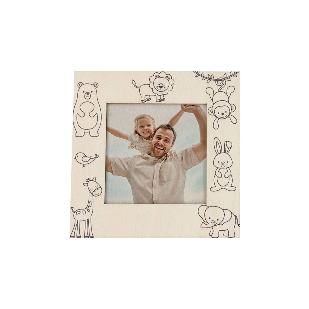 Portafotos madera para colorear con 5 ceras