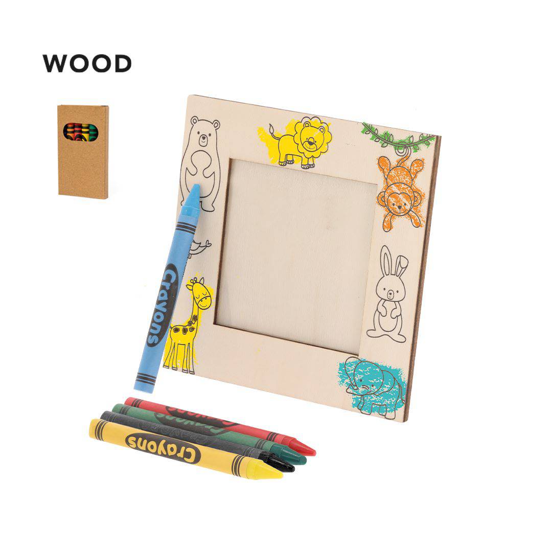 Portafotos madera para colorear con 5 ceras
