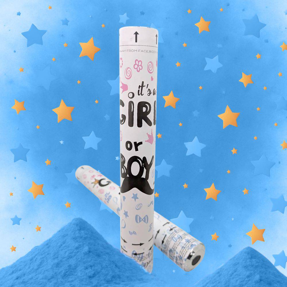 Cañon confetis revelacion genero sexo azul niño