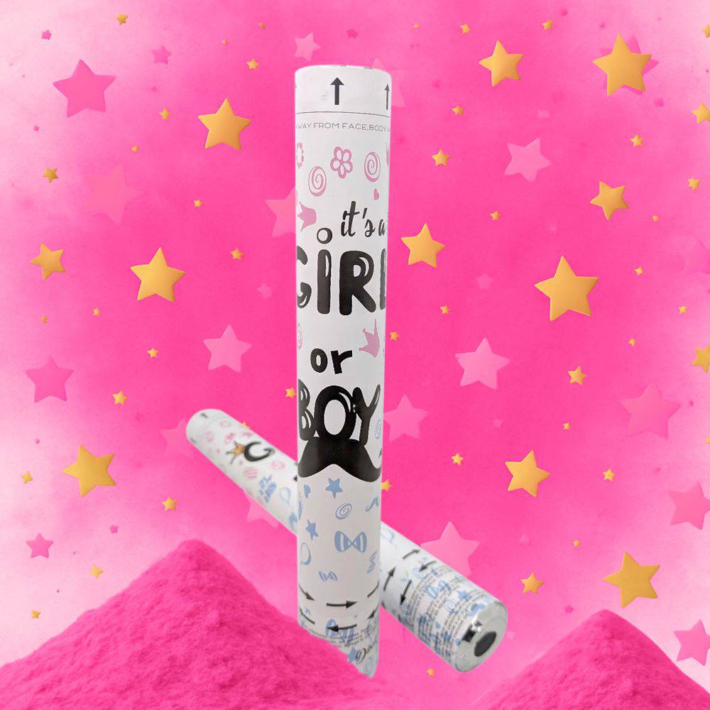 Cañon confetis revelacion genero sexo rosa niña