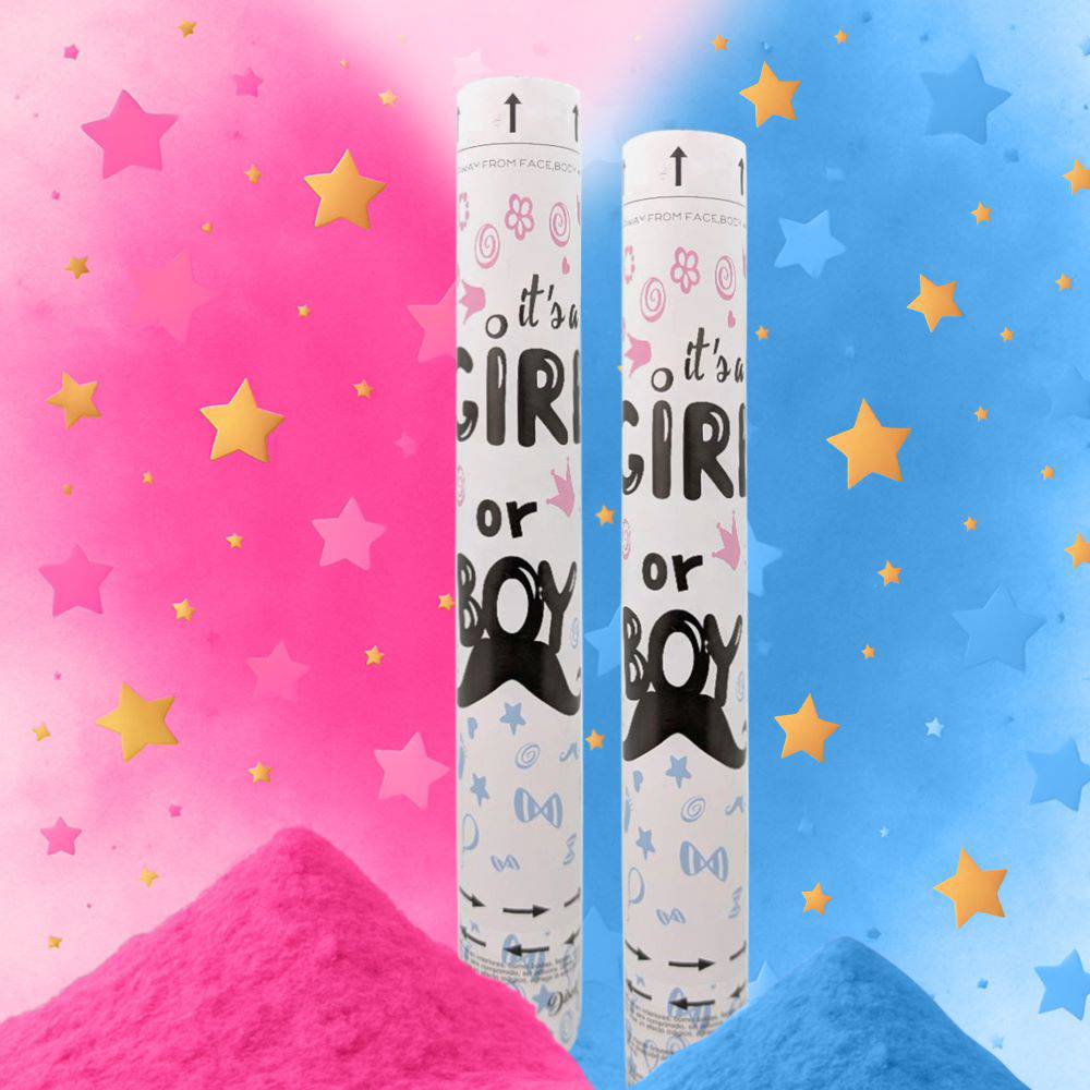 Pack 2 cañones confetis revelacion genero sexo