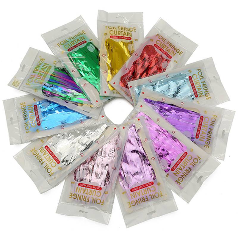 Cortina de papel aluminio flecos colores