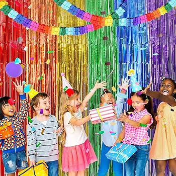 Cortina de papel aluminio flecos colores