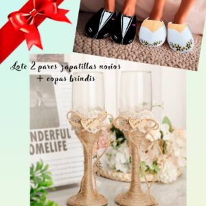 Lote 2 pares zapatillas novios + 2823 copas
