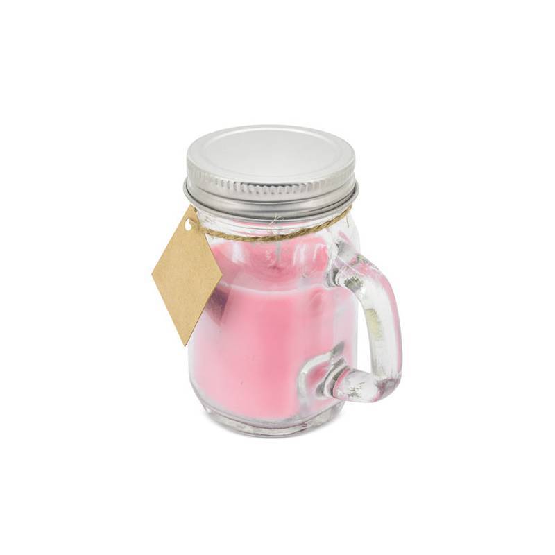 Lote 25 velas jarrita con tapa de metal rosa