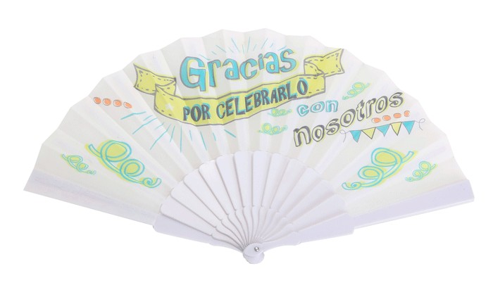 Caja 500 abanicos tela “frases”