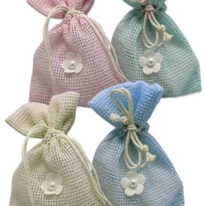 Caja 144 bolsitas saco colores flor y perla