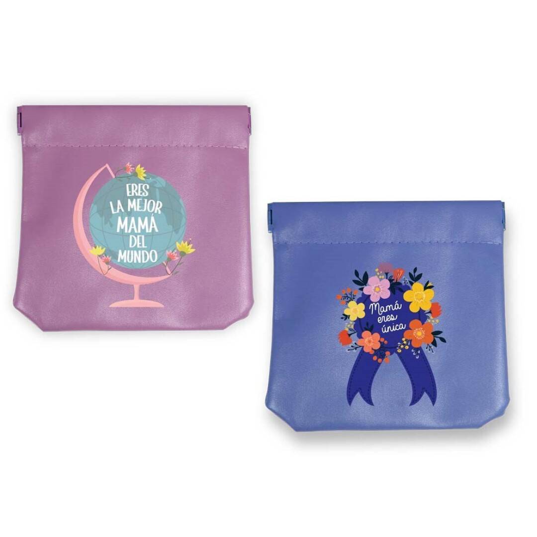 Monedero cierre clip mamá