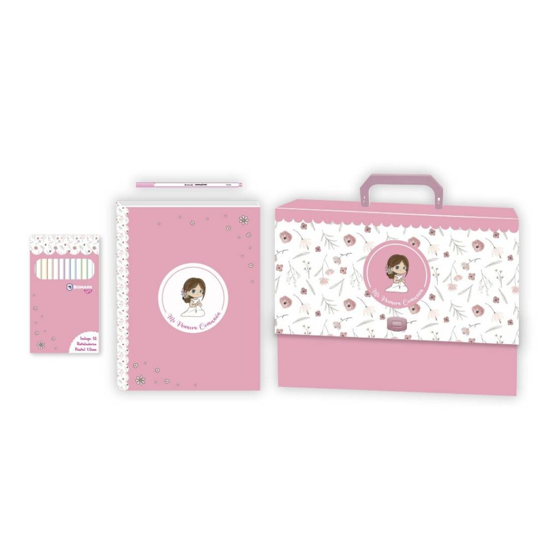 Set maletín libro 1ª comunión + rotuladores niña