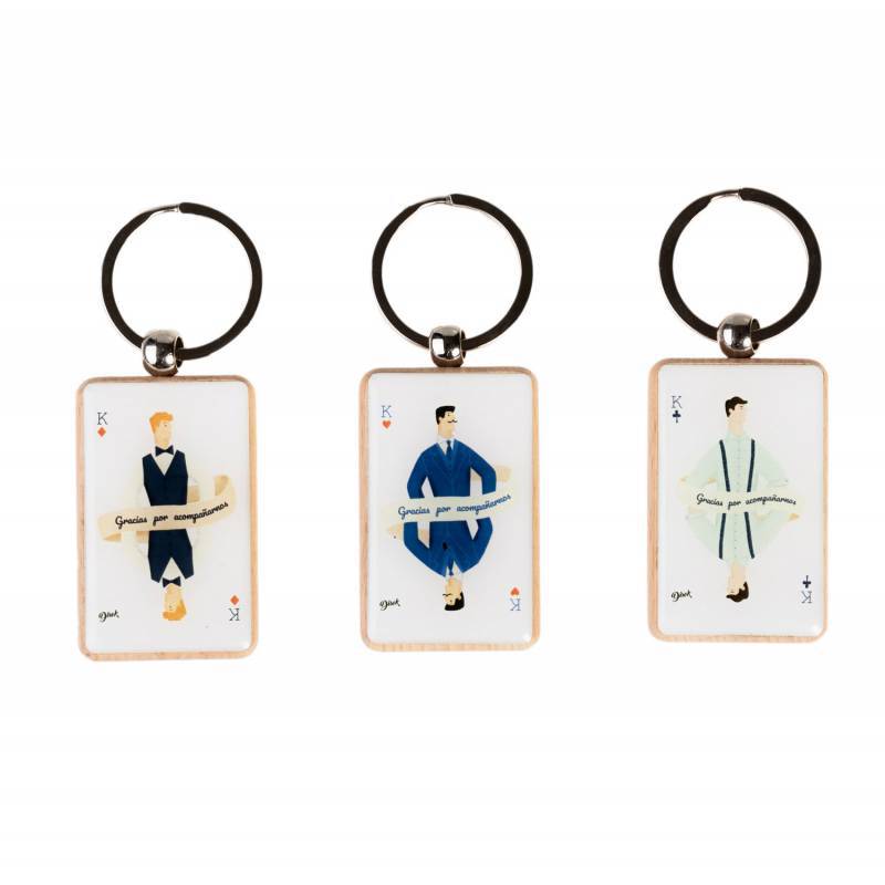 Caja de 600 llaveros madera carta men