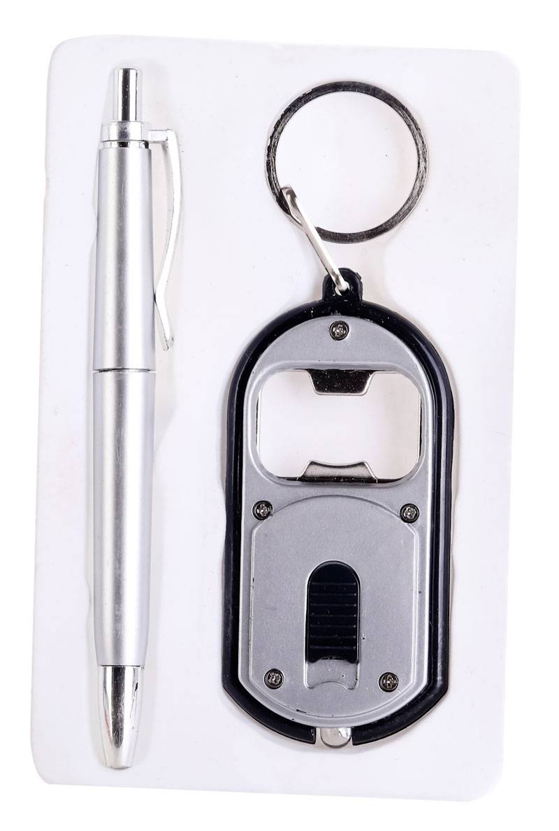 Caja 450 bolígrafos + llavero linterna y abridor