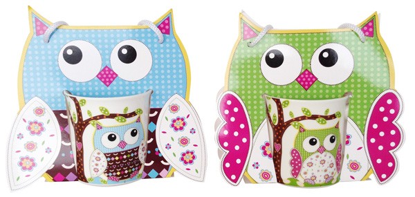 Set 12 tazas buhos presentada en original