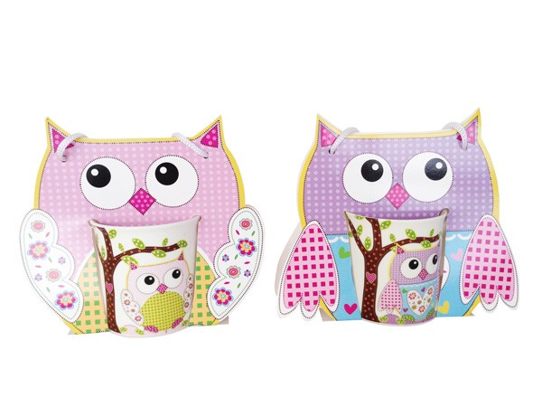 Set 12 tazas buhos presentada en original