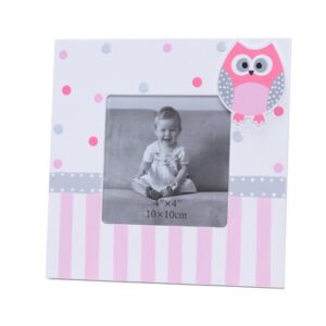 Portafotos cuadrado con motivo buhos rosa