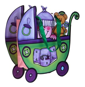 Bolsa de regalo & presentacion cochecito verde