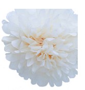 Pompon de papel de seda 35 cm blanco