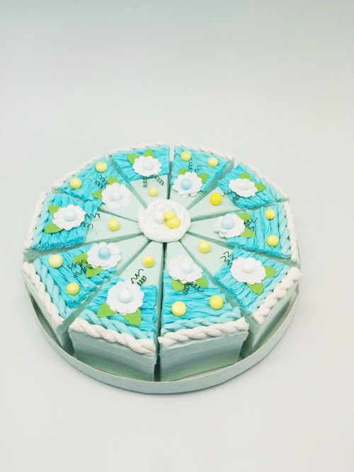 Set 10 cajas porción pastelito + display azul