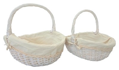 Juego de 2 cestas mimbre ovaladas beig