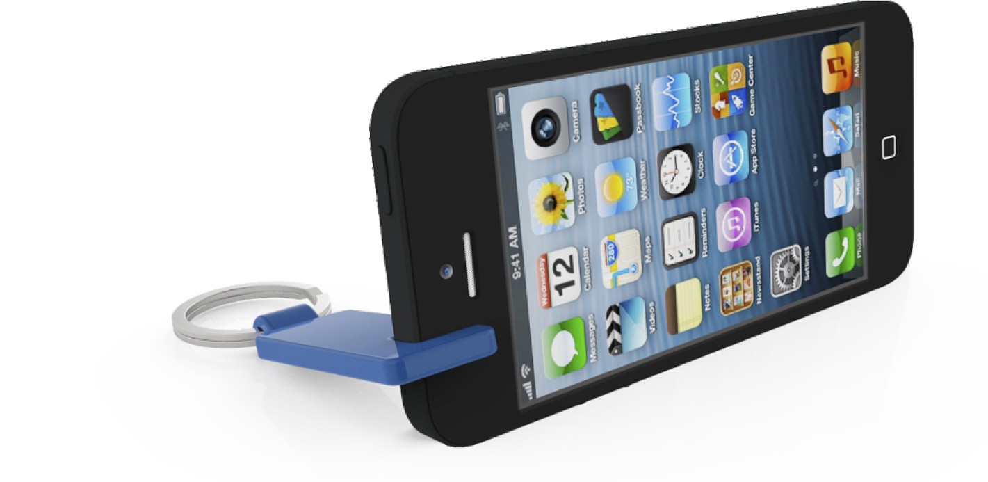 Llavero moneda carrito + soporte móvil en caja