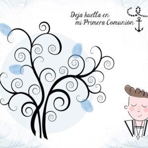 Lienzo árboles de huellas para comuniones niño