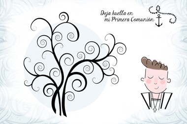 Lienzo árboles de huellas para comuniones niño