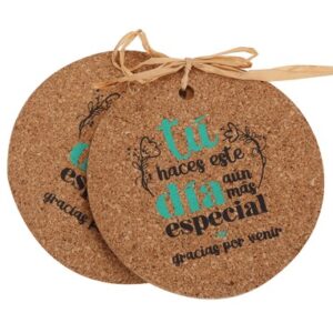Set 2 posavasos corcho frases